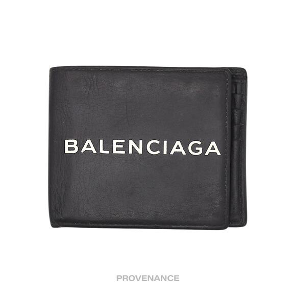 🔴 Balenciaga 8CC Logo Bifold Wallet - Black - Picture 1 of 8